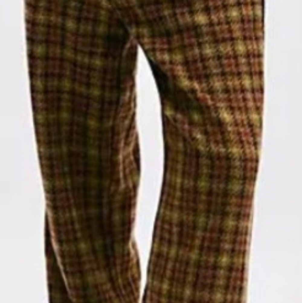 FREE PEOPLE Parkway Plaid Trousers, NWT, Sz 0(Fit like 3), Brown/Olive Combo🤎💚